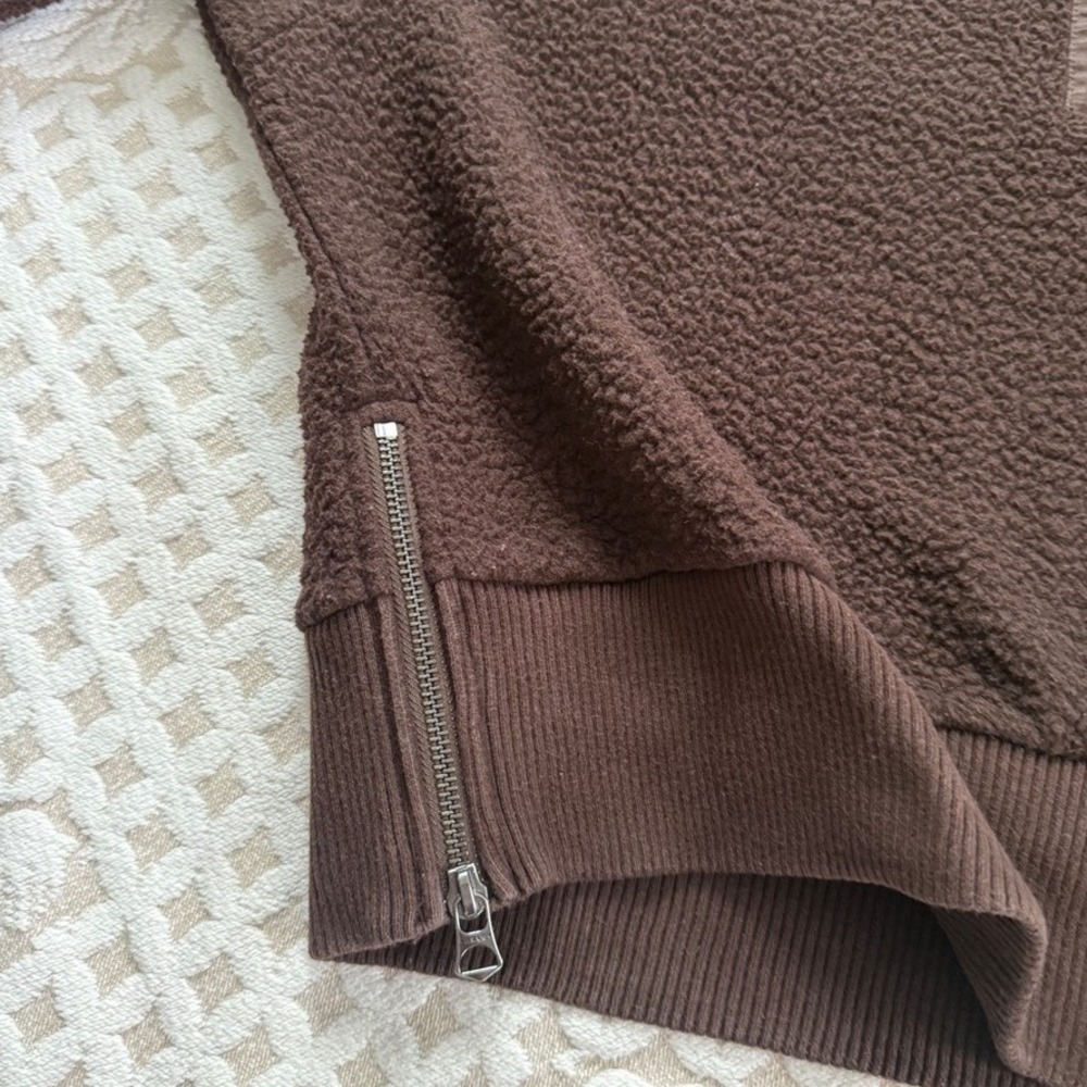 VARLEY Dark Brown Roselle Borg Fleece Half Zip Pullover M Clean Girl Sporty - Picture 8 of 11
